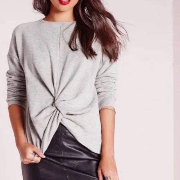 Sincerely Jules Knot Front Gray Sweatshirt - size XS - Picture 10 of 11